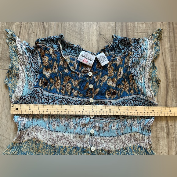 Bohemian vintage Floral patterned floral Maxi Dress Blue boho modest garden - Picture 7 of 8